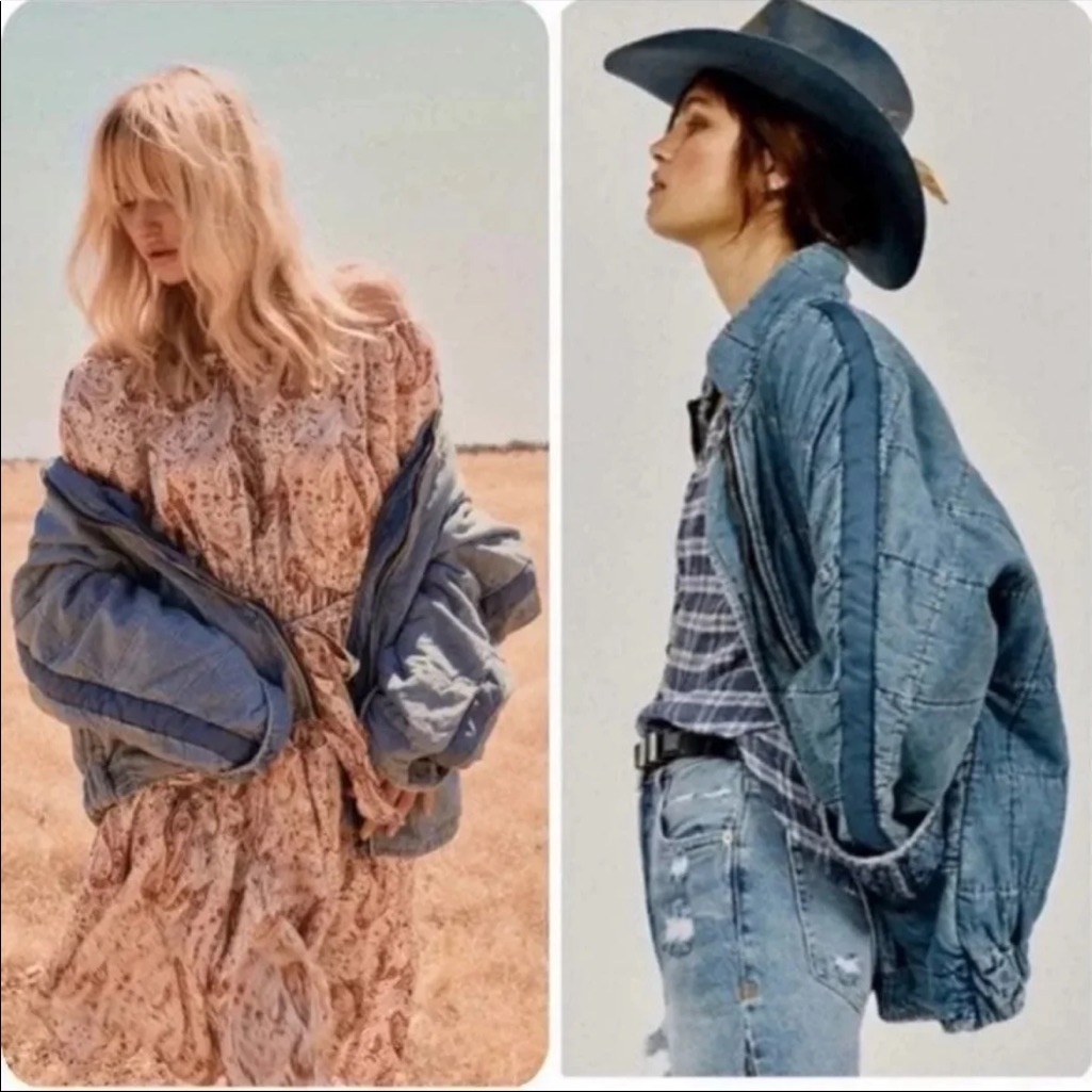 Host Picknwt-Free People Vintage-Vibe Dolman Quilted Denim Jacket (Xs)